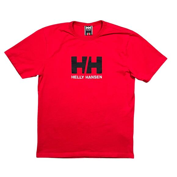 Helly Hansen HH Logo Embroidered Print Red Cotton T-Shirt Mens Size Medium - Picture 1 of 4